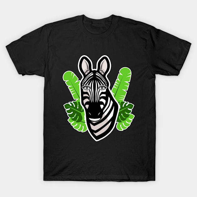 🦓 Zebra Portrait! Kawaii Beautiful African Animal, Zebra T-Shirt by Pixoplanet